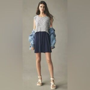 Anthropologie Daily Practice Womens Size M Blue Jumpstart Sleeveless Dress